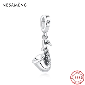 100% 925 Sterling Silver Bead Bukuri E Duan Muzikën Saxophone Varëse Bukuri Të Përshtaten Pandora Origjinale Rrathë & Necklaces Gratë Bizhuteri