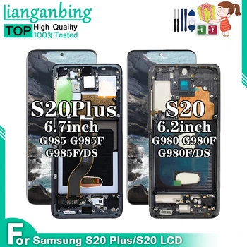 100%Teasted amoled ekran LCD për Samsung Galaxy S20 Plus G985 G985F G985F/DS Ekran Touch Screen Digitizer për S20 G980 G981 G980F/DS