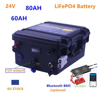 24V LiFePO4 60ah 80ah lifepo4 paketë Bateri lifepo4 24V 60AH 80AH Litium hekuri fosfat baterisë papërshkueshëm nga uji me 10A pagesë