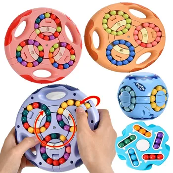 3In1 Fëmijët e Rradhës Magjike Fasule majë e gishtit Cube Lodrat e Fëmijëve Spin Bead Puzzles Lojë Mësimore Edukative të Rriturit Stresi Relief Lodër