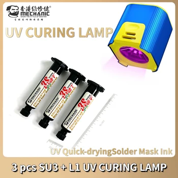 3PCS MEKANIK 10ML UV 3S të Shpejtë-tharje Lidhës Maskë Ngjyrë për Telefon Celular Riparim Hedhur Tel + L1 UV shërimin e dritës