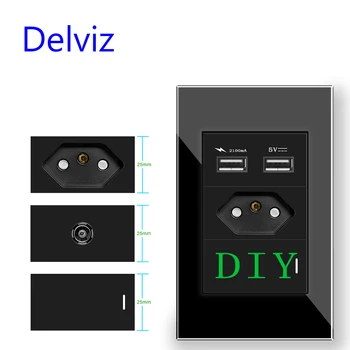 Delviz Brazil prizë standarde, DIY porosi të Kaluar & fole, 2A Kabllo USB TV network port modul, BR Elektrike në prizën e Murit 20A Prizë