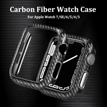 Fibra të karbonit të Mbuluar Për Apple Watch 7 6 SE 5 4 3 2 Shell Mbrojtës për iWatch Seri 44mm 40 45mm 41mm 42mm 38mm PC Shtypjen Rast